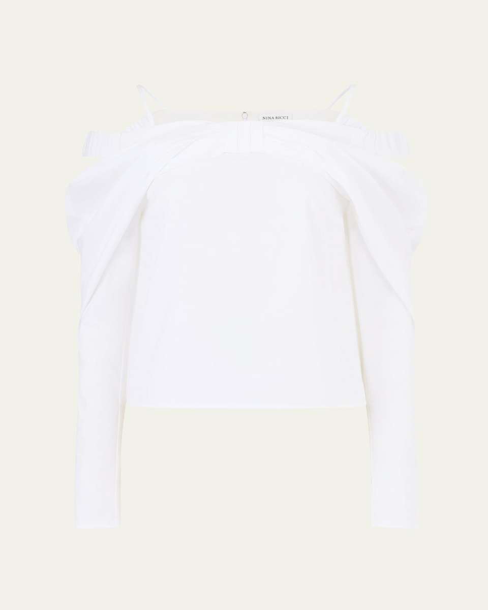 Off-Shoulder Bow Poplin Top